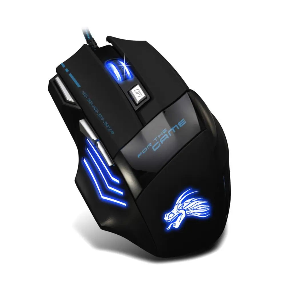 5500 DPI Adjustable Optical PC Gamer Mice Wired Gaming Mouse 7 Button Backlit Laptop Computer Ergonomic Mice Silent