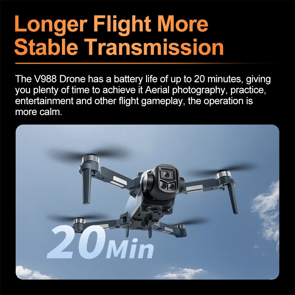 Lenovo V988 Camera Drone 8K Professional Dron 4K with Screen Under 249g Remote Control  Brushless RC Quadcopter Toys New