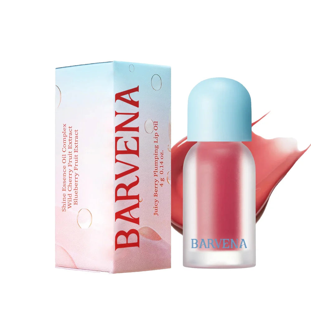 BARVENA Juicy Berry Plumping Lip Gloss Korean Vegan Plant Oil Non-Sticky High Shine Hydrating Lip Care For All Skin Tones