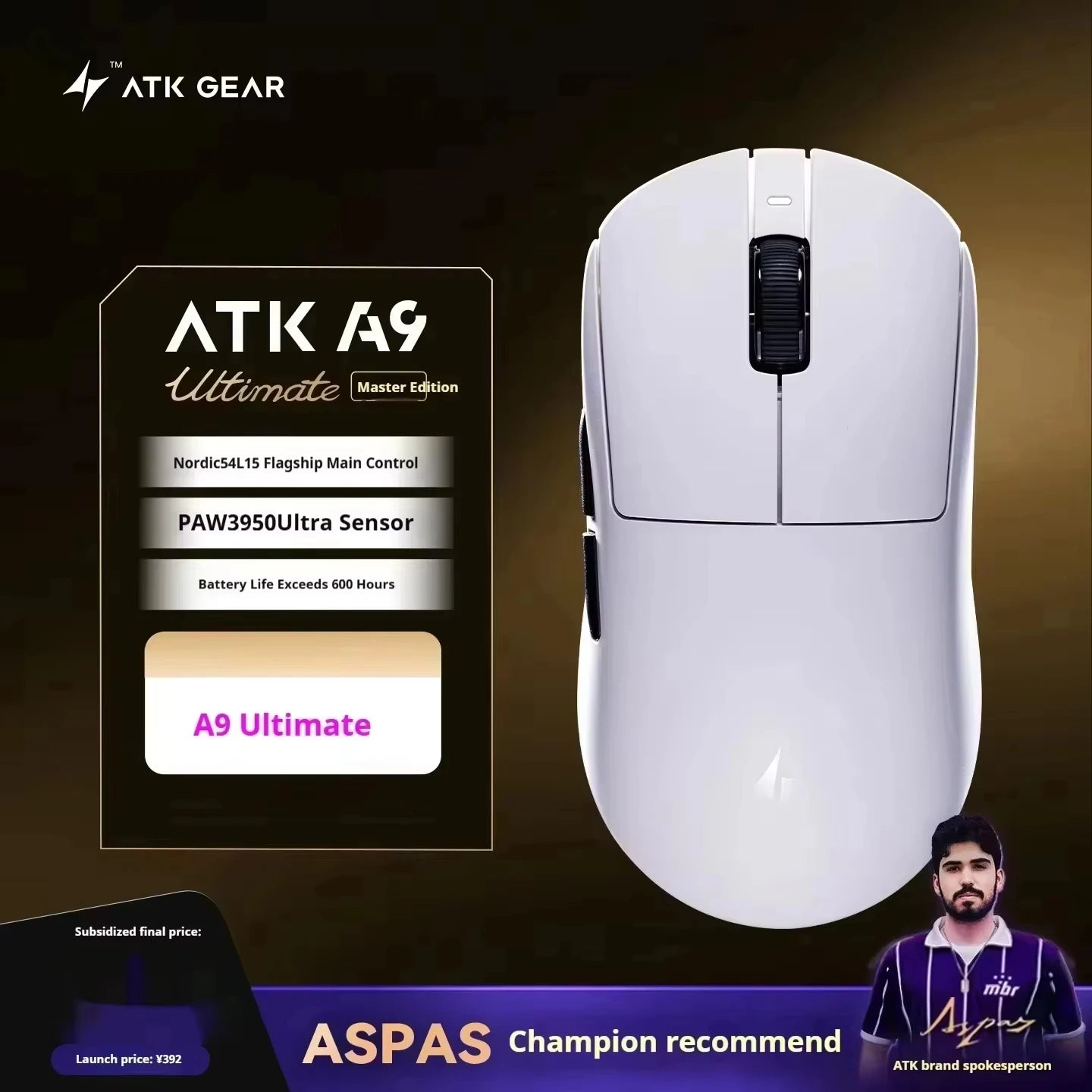 ATK A9 E-sports Mouse Wireless Tri-mode Star Flash Lightweight Long Endurance Gaming Mice Customization PC Accessories Gifts