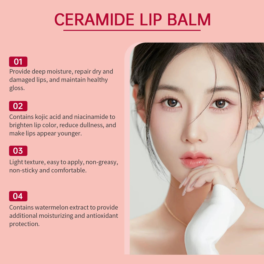 EELHOE Ceramide Lip Balm Stick for Dry Chapped Lips Hydrating Plumping Effect Moisturizing Soothing Nourishing Lip Care Glossy