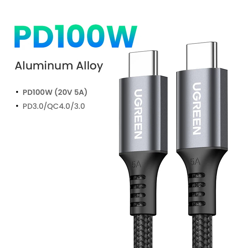 UGREEN 100W USB Type C To USB C Cable For MacBook iPhone17 16 iPad Samsung Xiaomi PD Fast Charging Charger Cord 5A E-Marker Chip