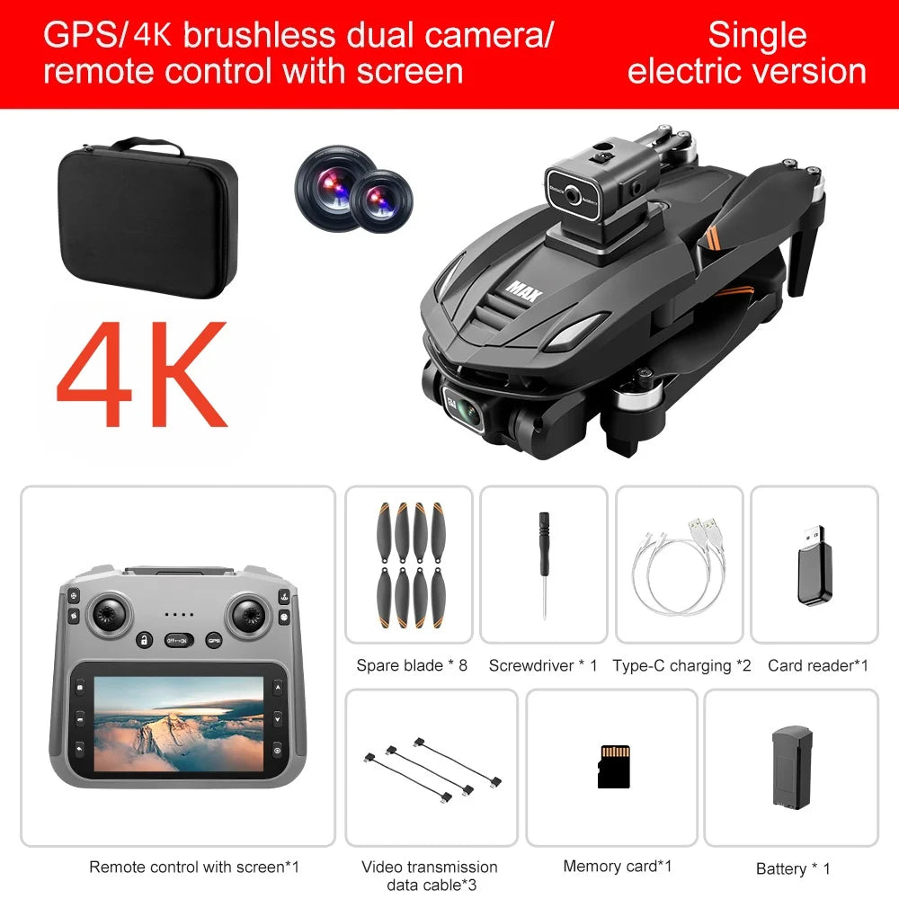 Lenovo V168 MAX GPS 4K Drone Professional Three Camera 8K Wide Angle Optical Localization Four-way Obstacle Avoidance Quadcopter