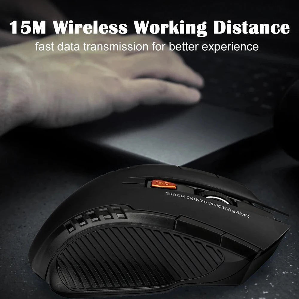 2.4G 6 Buttons Gamer Office Ergonomic Mouse Wireless Mouse USB Receiver Portable Mini Wireless Mouse For PC Laptop Computers