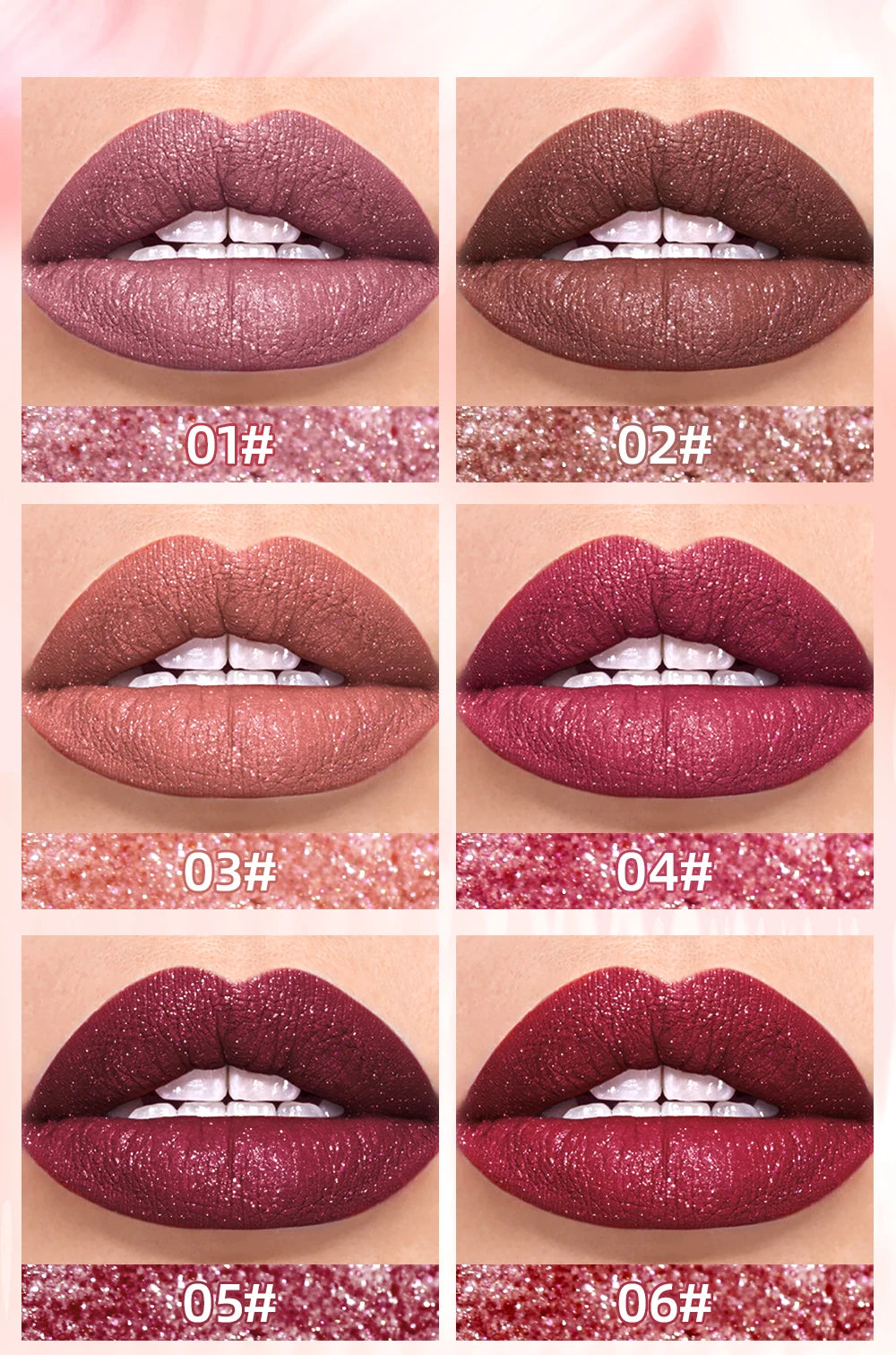 QIBEST Glitter Shimmer Liquid Lipstick High Quality Waterproof Lightweight Lip Gloss Lasting Lip Tint Makeup For Women Lip Stain