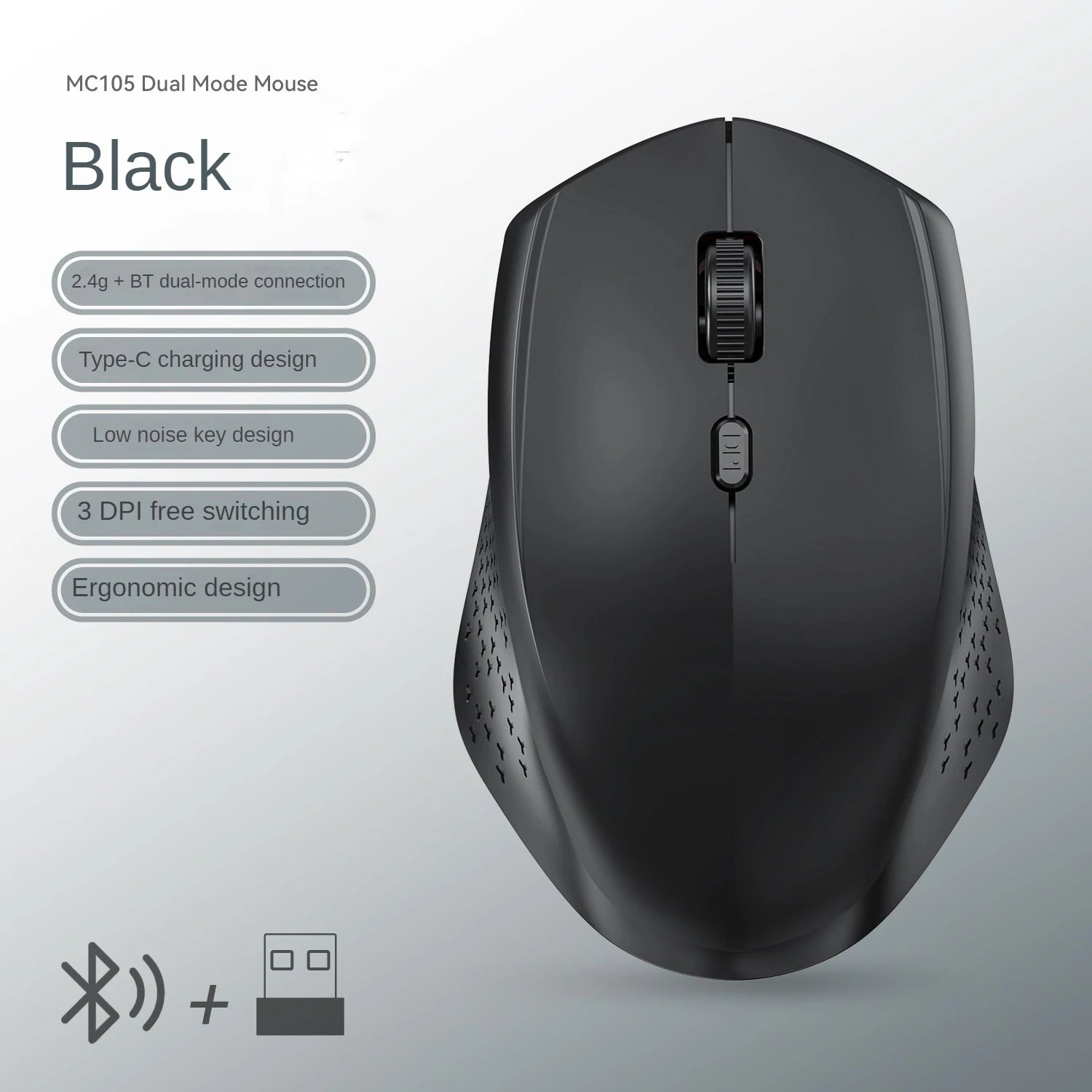 Dual-Mode Bluetooth 5.2 Mouse 2.4G Wireless Mouse Office Silent Mouse Rechargeable Gaming Mouse 1600DPI Mice For Laptop Computer