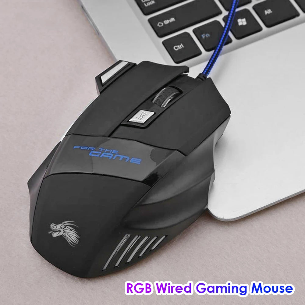 Wired Optical Computer Gaming Mice PC Gamer Mouse 7-Color Backlit DPI Adjustable Laptop Desktop Professional Computer Mouse