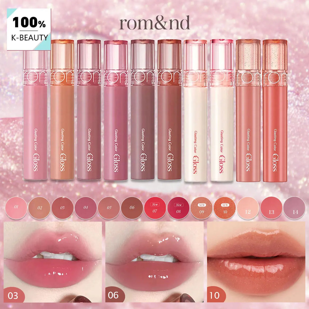 rom&nd Glasting Color Gloss,Syrupy Glossy Texture,3D Mirror Shine,Lip Gloss,Luxury Makeup,Korean Cosmetic,K-Beauty,Korean Makeup