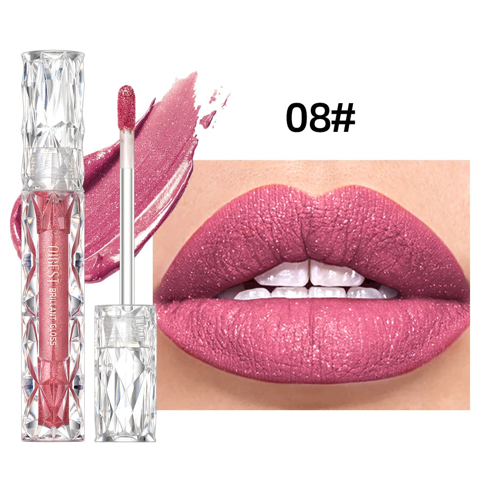 QIBEST Glitter Shimmer Liquid Lipstick High Quality Waterproof Lightweight Lip Gloss Lasting Lip Tint Makeup For Women Lip Stain