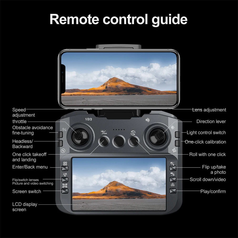 Lenovo V988 Camera Drone 8K Professional Dron 4K with Screen Under 249g Remote Control  Brushless RC Quadcopter Toys New
