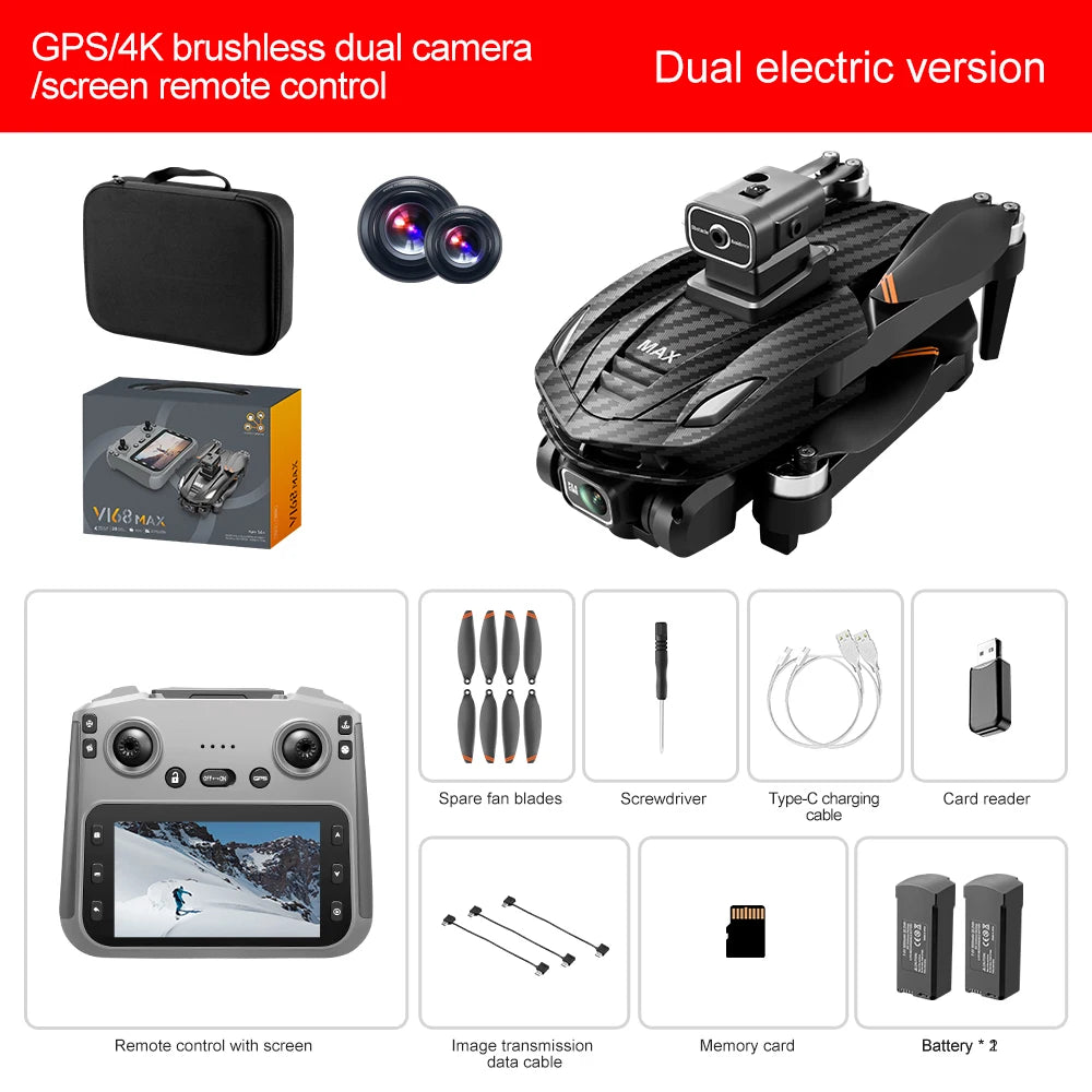 Lenovo V168 MAX GPS 4K Drone Professional Three Camera 8K Wide Angle Optical Localization Four-way Obstacle Avoidance Quadcopter