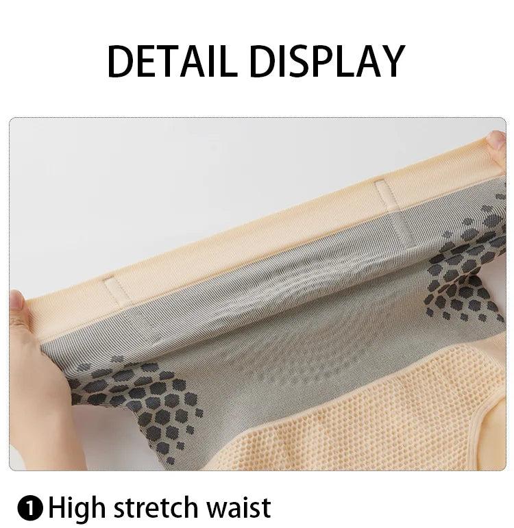 Seamless Women's High Waist Abdomen Control Panties Magnetic Therapy Warm Uterus Underwear Body Shaping Briefs