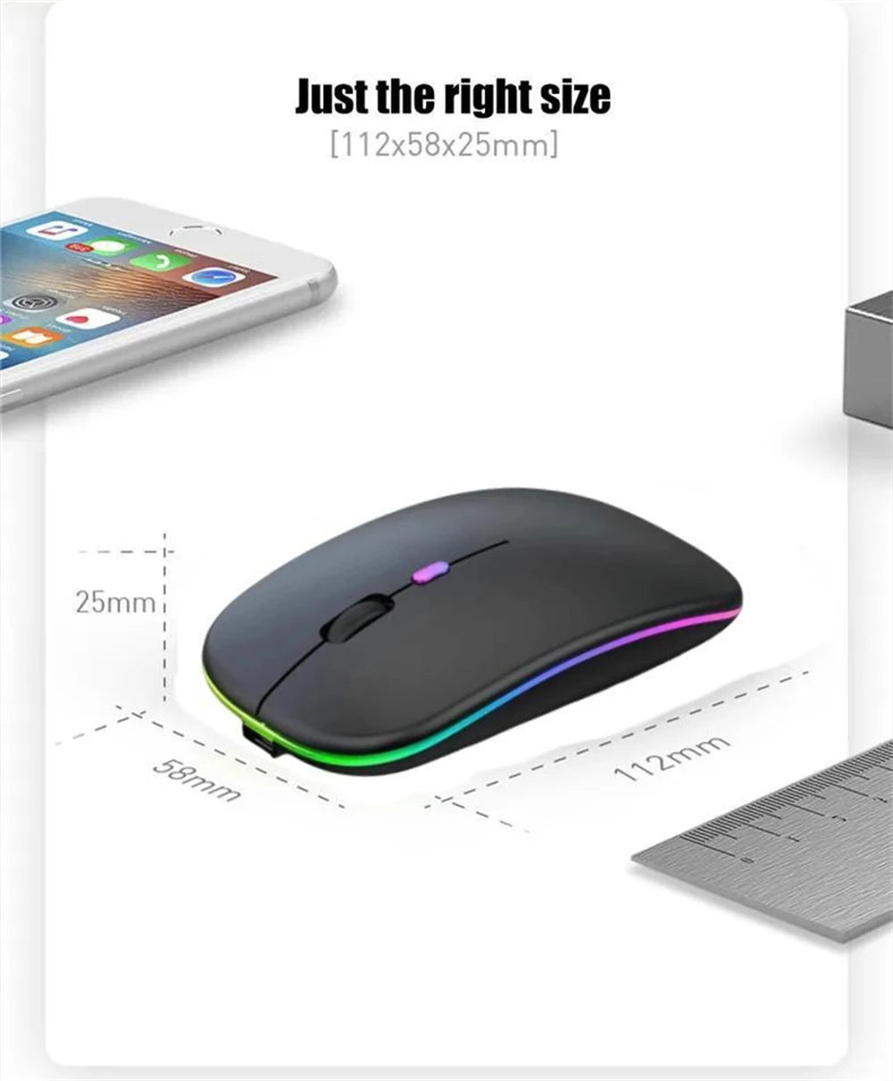 Bluetooth 2.4G USB Wireless Mouse Ergonomic Silent Gaming Mouse Portable Rechargeable RGB Backlight Mouse For Computer Laptop PC