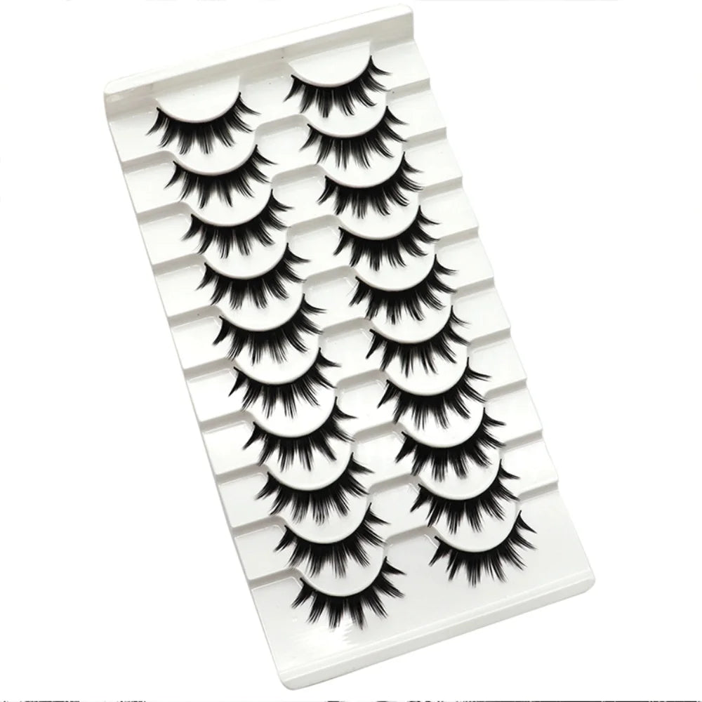 10 Pairs New Cosplay Air False Eyelashes Natural Thin Band Eyelashes Japanese Simulation Lashes Extension Makeup Big Devil