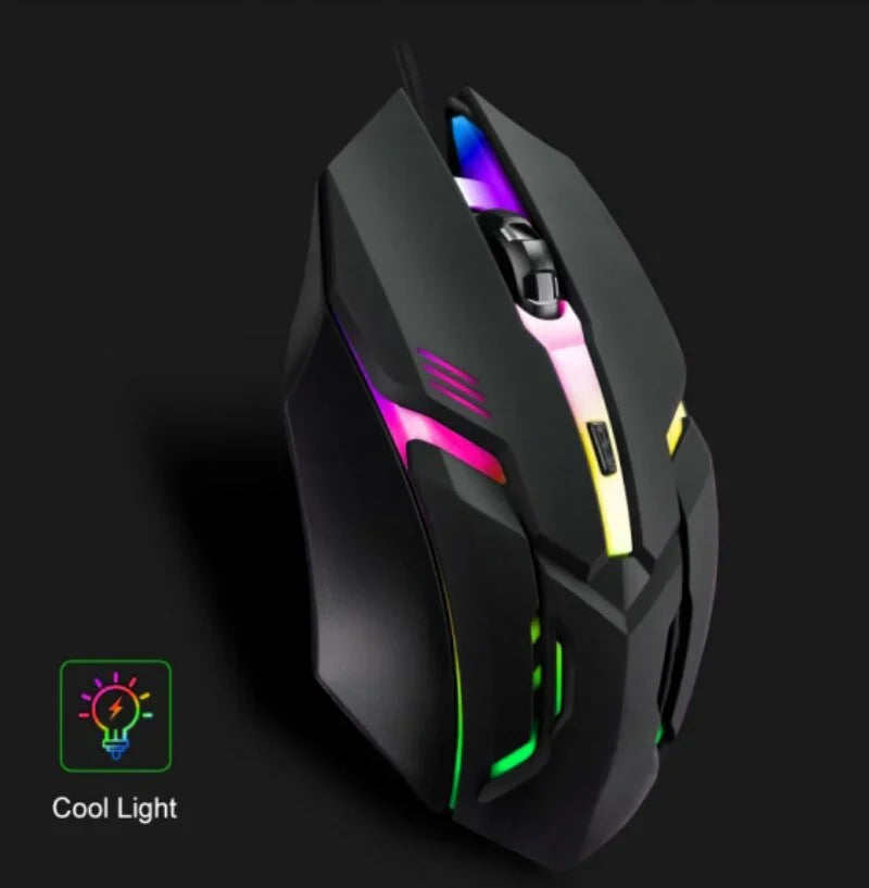Ergonomic 4-key USB RGB backlit mouse non-slip grip precision tracking, sturdy wired structure for desktop and laptop computers