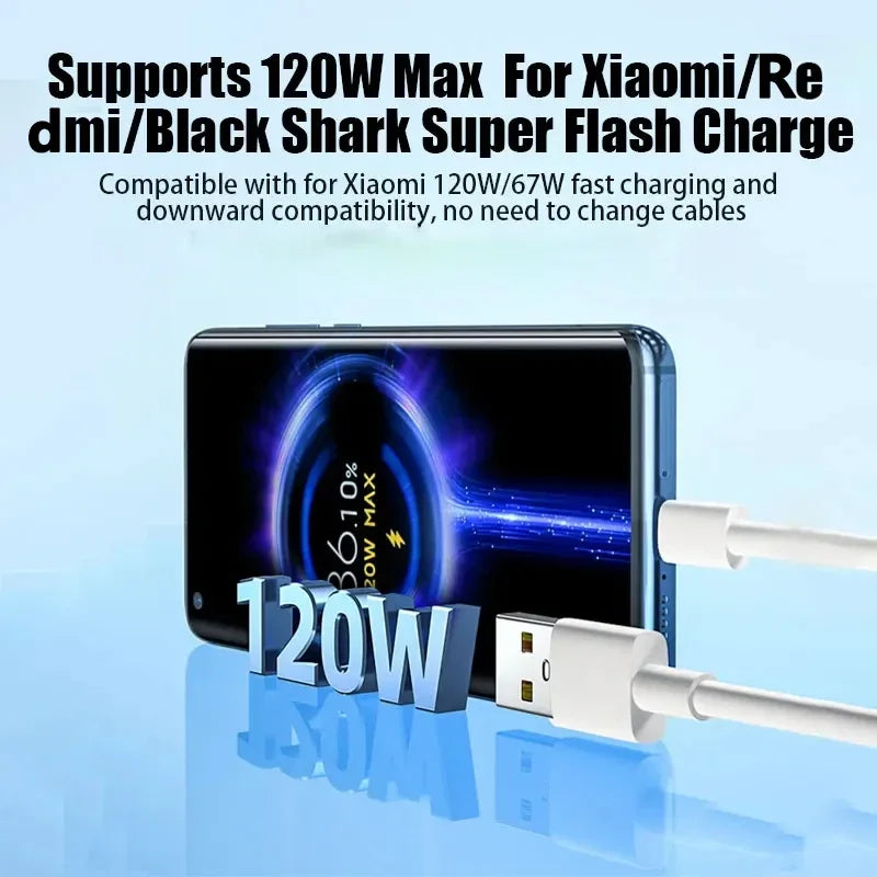 Original Xiaomi 120W USB Type C Cable Tipo 6A 67W Turbo Fast Charging For Mi 17 Pro Max 15 14 Ultra 13 Pro Redmi Note 15 Poco X6