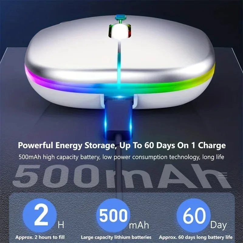 Bluetooth 2.4G USB Wireless Mouse Ergonomic Silent Gaming Mouse Portable Rechargeable RGB Backlight Mouse For Computer Laptop PC