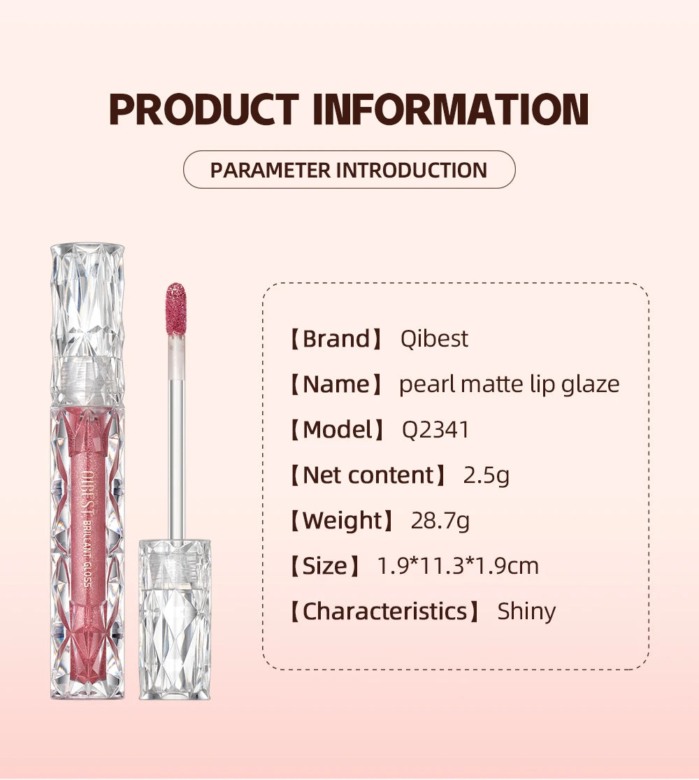 QIBEST Glitter Shimmer Liquid Lipstick High Quality Waterproof Lightweight Lip Gloss Lasting Lip Tint Makeup For Women Lip Stain